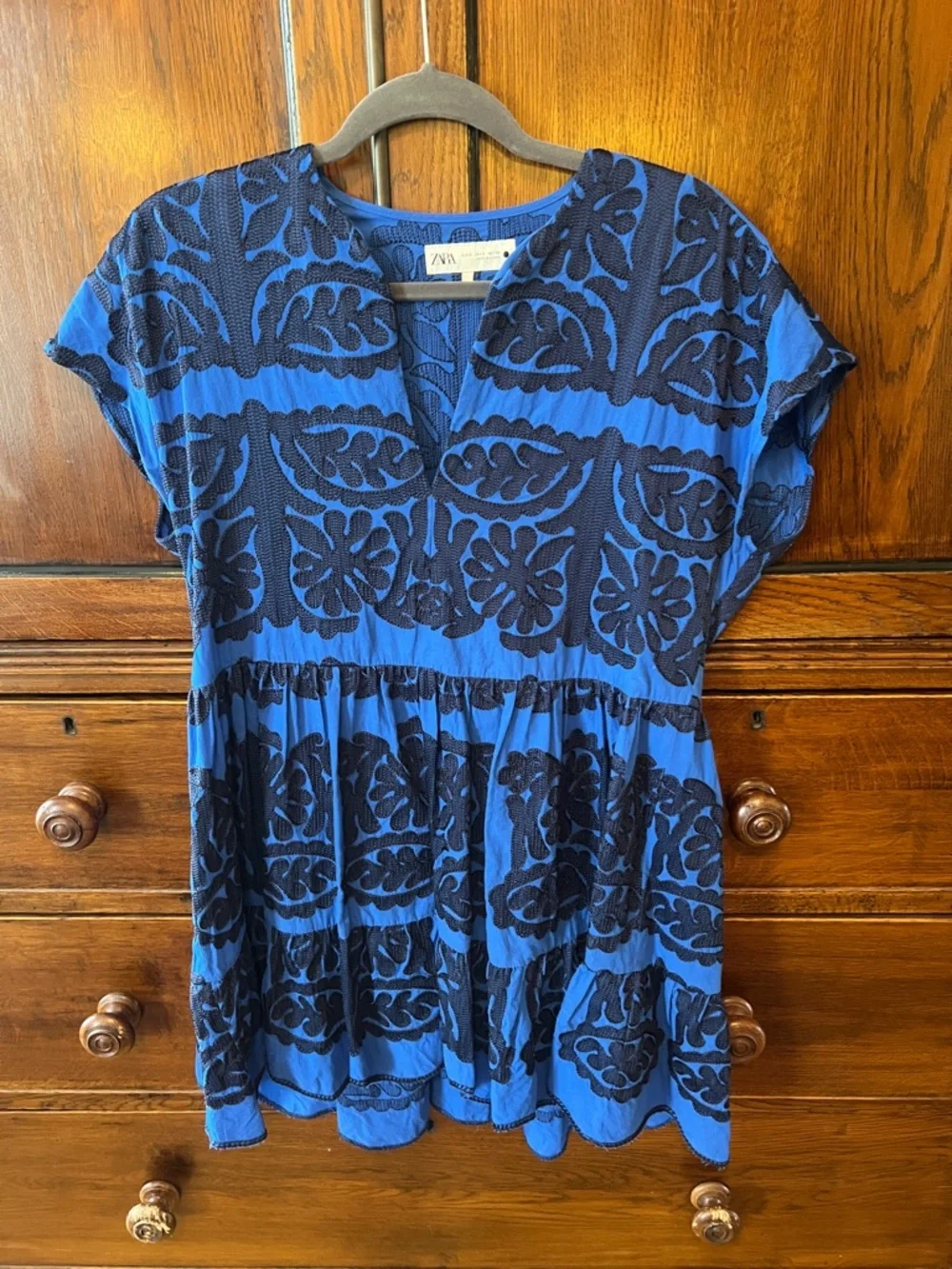 Zara Blue and Black Embroideted Dress - Picture 6 of 7